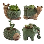 Lot de 4 petits pots de fleurs en céramique avec trou de drainage, pour plantes grasses, fleurs, cactus, décoration de maison, bureau