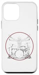 Coque pour iPhone 12 mini Drummer Da Vinci Drums Dessin Cadeau pour les fans de musique