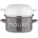 Marmite a moule BAUMALU 22 cm - D�cor moules - Couvercle blanc - Gris