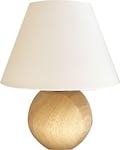 Unilux Lampe de Chevet Bloom, Abat-jour en Tissu Blanc, Pied en Hêtre, Design Élégant et Épuré, Pour Bureau, Salon, Chambre(Ampoule LED Incluse)