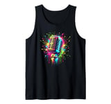 Splash Art Microphone Mic Singer Podcast Host Podcaster Tank Top