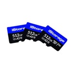 Lot de 3 Cartes microSD d’iStorage de 512Go | chiffrer des données stockées sur Les Cartes microSD d’iStorage en utilisant la clé USB datAshur SD | compatibles avec Les clés datAshur SD Uniquement