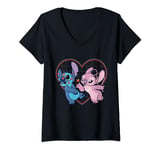 Disney Lilo et Stitch Les Bisous d'Amour d'Angel T-Shirt T-Shirt avec Col en V