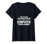 Womens Funny Computer And Tech Gadget, Comically Charming for IT V-Neck T-Shirt