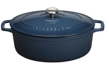 Cocotte en fonte émaillée ovale 29cm 5L bleu river INVICTA CHASSEUR