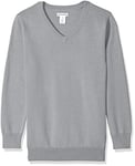 Amazon Essentials Pull Col en v en Coton Uniforme Garçon, Gris Clair Chiné, 3 ans