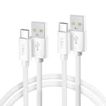 BASESAILOR Câble Chargeur pour Carplay,USB Type C 2M 2-Pack,Cordon Charge Nylon Blanc pour iPad 10 Pro 11 12.9 Air 4 5 Mini 6 7 2022,iPhone 16 15,Samsung Galaxy S24 S23 S22,A54 A53,A52,A12,A32,A71,A72