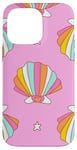 iPhone 14 Pro Max Cute Seashells Ocean Bright Rainbow on Pink Case