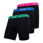 Nike Boxer 3-PK - Sort/Laser Fuchsia/Grønn/Blå, størrelse Small