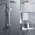 Auralum - Colonne de Douche avec Mitigeur thermostatique, Haute Réglable 98-129 cm, Ensemble de Douche en Acier Inox, Pomme haute 30x20 cm