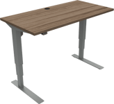 VersaStand, To-bens hæve-/sænkebord, firkantet, mørk natur/sølv, H122x120x60 cm, valnød