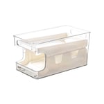 (New White) Refrigerator Organizer Double Roll Down Shelf Transparent Be UK