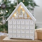 Ginger Ray Calendrier de l'Avent lumineux en bois blanc et doré pour décoration de cheminée