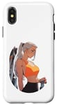 Coque pour iPhone X/XS Blanc Cheveux Anime & Manga Style Gym Girl In Fitness Vêtements