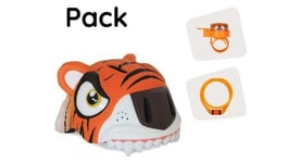 Set casque de velo pour enfants  antivol et sonnette   tigre orange