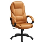 SONGMICS Chaise Ergonomique, Fauteuil Gamer, Siège Gaming Pivotant, Hauteur Réglable, pour Bureau, Télétravail, avec Roulettes, Marron Caramel OBG022K01, Polyuréthane, 7370(112-122) cm