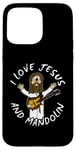 Coque pour iPhone 15 Pro Max I Love Jésus et Mandoline Chrétienne Worship Église Bluegrass