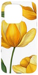 Coque pour iPhone 15 Pro Tulipes jaune vif avec des feuilles vertes audacieuses