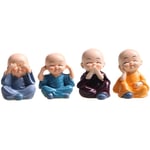 4 pièce Mignon Moine Figurines Petite Statue De Résine, Sage Kung Fu Bouddha Créatif Artisanat Ornement comme À La Maison, Bureau Voiture Affichage