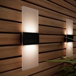 SolarCentre® Gemini XL Set of 2 White & Warm White Outdoor Solar Powered Wall Lights (USB 27cm)