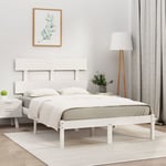 Cadre de lit Blanc Bois massif 120x190 cm Petit double The Living Store Blanc