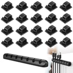 Adhésifs Clips Câble, Attache Câble Auto Collant, Câble Rangement Cordon, Lot De 7 Support De Câble, Pour Organiseur De Fils Electriques Tv, Souris, Chargeur, Pc, Bureau, Maison, 20Pcs(Noir)