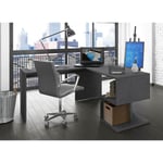 Dmora Bureau d'angle avec étagère, Made in Italy, Table d'ordinateur, Bureau pour le travail avec support PC, 160x60h78 cm, couleur Gris cendré, avec