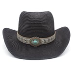 Miehet Naiset Pehmeät Olki Länsi Cowboy Hatut Leveälieriset aurinkohattu Kesähatut Sombrero Travel Sunbonnet Outdoor Beach Koko US 7 1 4 UK L