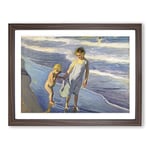 Brother And Sister By Joaquin Sorolla Y Bastida Classic Painting Framed Wall Art Print, Ready to Hang Picture for Living Room Bedroom Home Office Décor, Walnut A3 (46 x 34 cm)