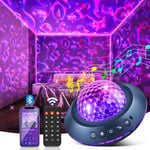 Galaxy Projector, 128 Lighting Modes Night Light Projector, 15 White Noise Ocean Wave Projector Lights, HiFi Bluetooth Speaker Galaxy Light Projector for Bedroom Lights, Galaxy Lamp with Remote Timer