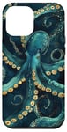 iPhone 13 Pro Max Intricate Blue Octopus Illustration on Dark Background Case