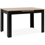 Table extensible - BIRMINGHAM - 80A - Ouverture synchonisée automatique - Chêne / noir -  6 / 8 personnes - 125-165 x 75 x 80 cm