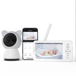 Moniteur vid&eacute;o pour b&eacute;b&eacute; 5 pouces, interphone vocal WiFi sans fil, Vision nocturne 1080P, d&eacute;tection de mouvement et de son, moniteur pour b&eacute;b&eacute;, 100 &agrave; 240V, prise ue