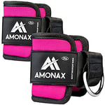 Amonax Sangle Cheville Musculation Poulie - Sangle Musculation et de Fitness sur Le Câble Machines pour Training Leste Chevilles - Sangles de Cheville (2 Pièces - Rose)