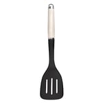 KitchenAid - Spatule Plate à Trous en Silicone et Inox - Couleur Blanc Amande et Noir