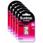 UNIROSS Lot de 5 Packs de 1 Pile Lithium CR123A, 3V