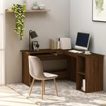 Bureau d'angle chêne marron 120x140x75 cm bois d'ingénierie The Living Store Brun