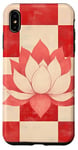 Coque pour iPhone XS Max Rouge Vintage Checkered Lotus Flower Celestial Elements