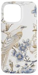 iPhone 14 Pro Max White Bird Flowers Chinoiserie Blue French Toile Case