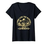 Womens Long Live The Hippies And The Cowboys Country V-Neck T-Shirt