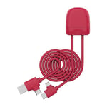 Xoopar Ice-Câble Câble de Charge Multi-USB, USB-C,Lightning d'1 mètre avec Transfert de données pour Smartphone Iphone,Samsung,Huawei,Xiaomi,LG,Wiko - Rouge