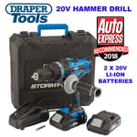 Draper 20V Storm Force Cordless Hammer Drill Driver 2x Li-ion Batteries 89523 