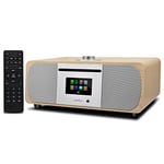 LEMEGA M5P DAB Radio with CD Player,WiFi Internet Radio with Bluetooth 35W Hi-Fi Compact Stereo System,Spotify Connect,USB player,Dual Alarms Clock,FM Digital Radio with Remote Control - White Oak