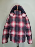 Ralph Lauren Polo Plaid Carly Down Insulated Removable Hood Puffer Jacket Red XL