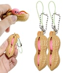 Fidget Toys Funny Squeeze-a-Bean Squishy Soybean Pendants Squeeze Peanuts Stress Relief Toys Creative Keychain Pendants Set for Kids and Adults (2 Peanuts)