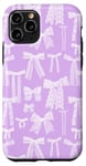 Coque pour iPhone 11 Pro Nœuds en dentelle vintage, dentelle blanche, dentelle esthétique sur mauve