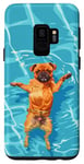 Coque pour Galaxy S9 Griffon de Bruxelles amusant dans l'eau de la piscine pour nager chien mignon maman papa
