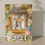 Weird Medieval Cats Calendar 2024, with Funny Monthly Cat Images - Slim Design 2024 Wall Planner - Cat Calendar - Roliga julklappar 1pc