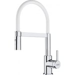 Franke Lina FC 6087.031 Mitigeur cuisine, 205 x 410 mm, semi-pro avec douchette extractible, Chrome-Blanc (115.0626.088)