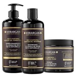 Kerargan - Trio Anti-Chute Shampoing, Après-shampoing & Masque à l’Huile de Ricin pour Cheveux Secs, Cassants ou Dévitalisés - Accélère la Croissance Capillaire - Sans Sulfate, Silicone - 3x500 ml